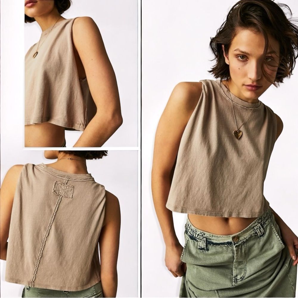 NWT Free People We The Free Tied Up Muscle Tee Size XL - Picture 3 of 13